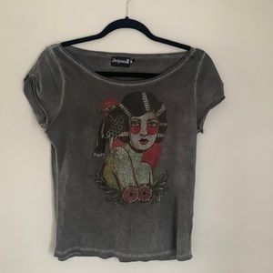 Super cool Sourpuss lady and raven tee!